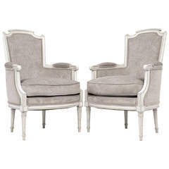 Pair of Antique French Louis XVI Bergères