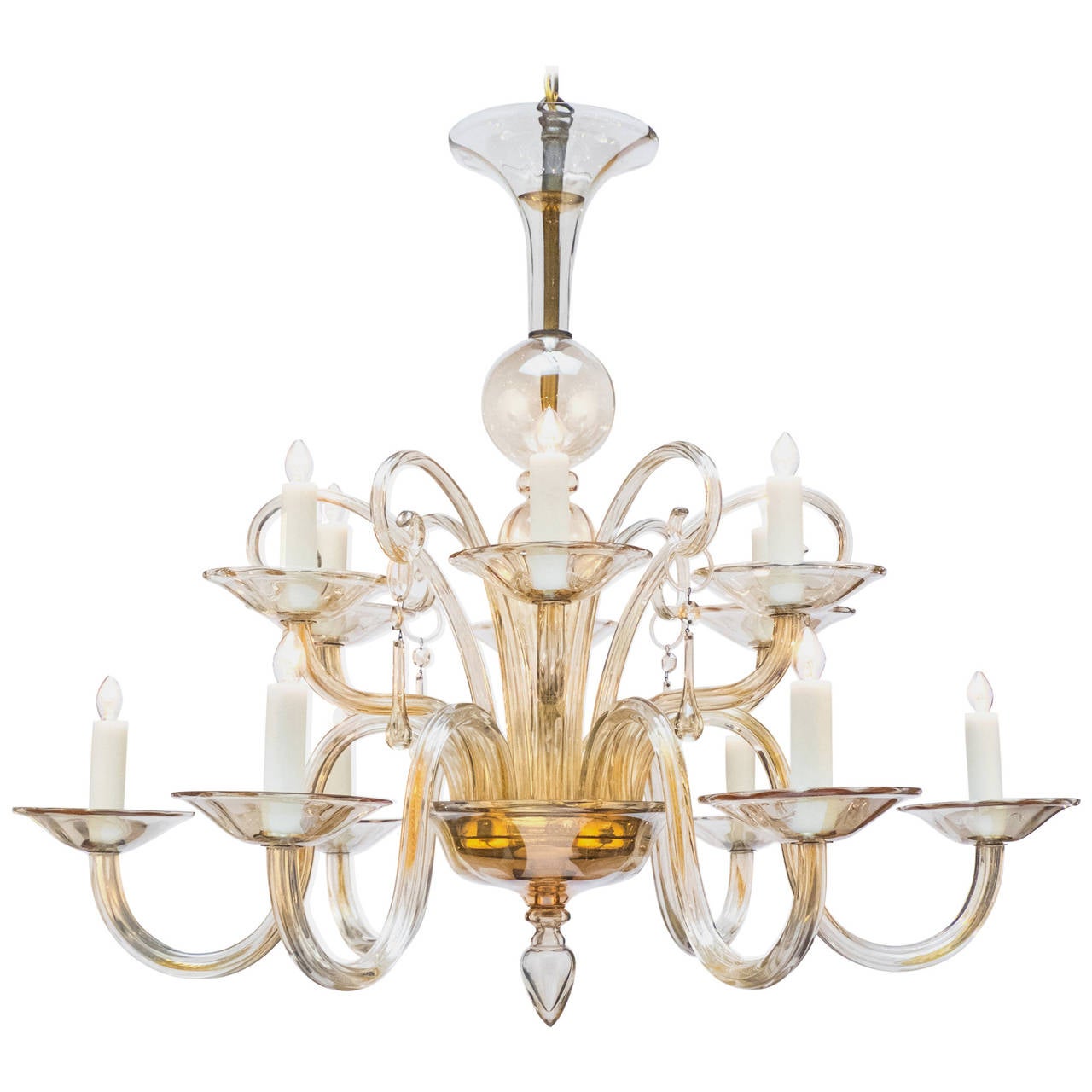 Murano Amber Glass Chandelier at 1stDibs