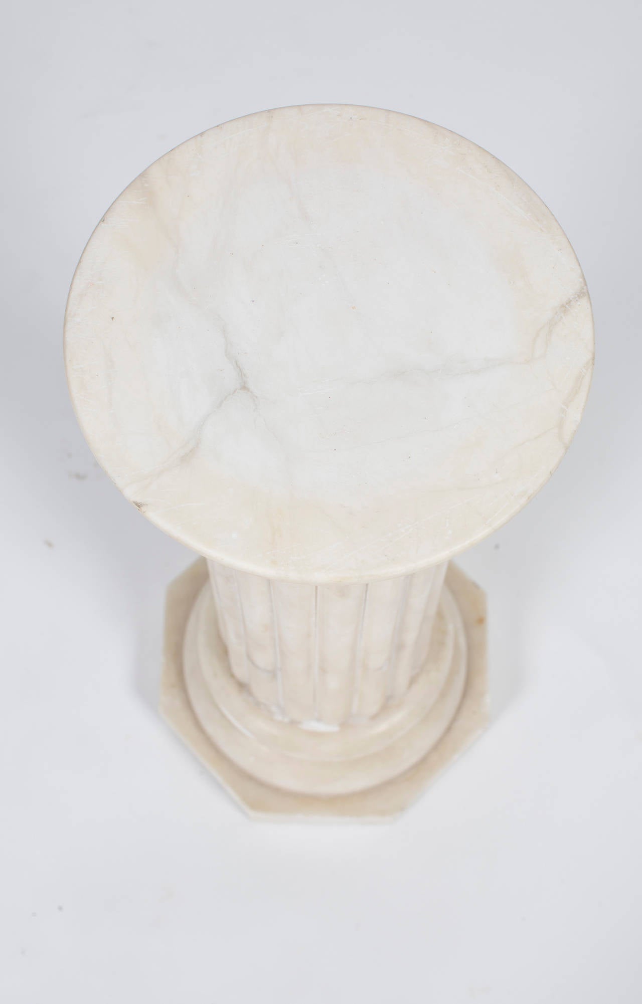 Hand-Carved French Neoclassic Alabaster Column Lamp