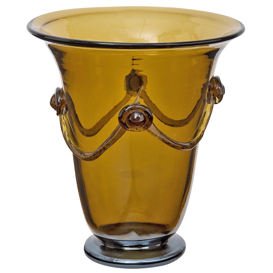 Smoked Amber Murano Glass Vase