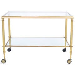 French Vintage Solid Gilt Brass Side Table on Casters 11