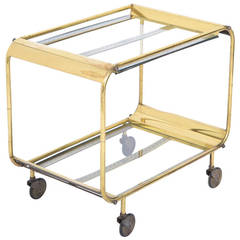 French Art Deco Brass and Glass Bar Cart