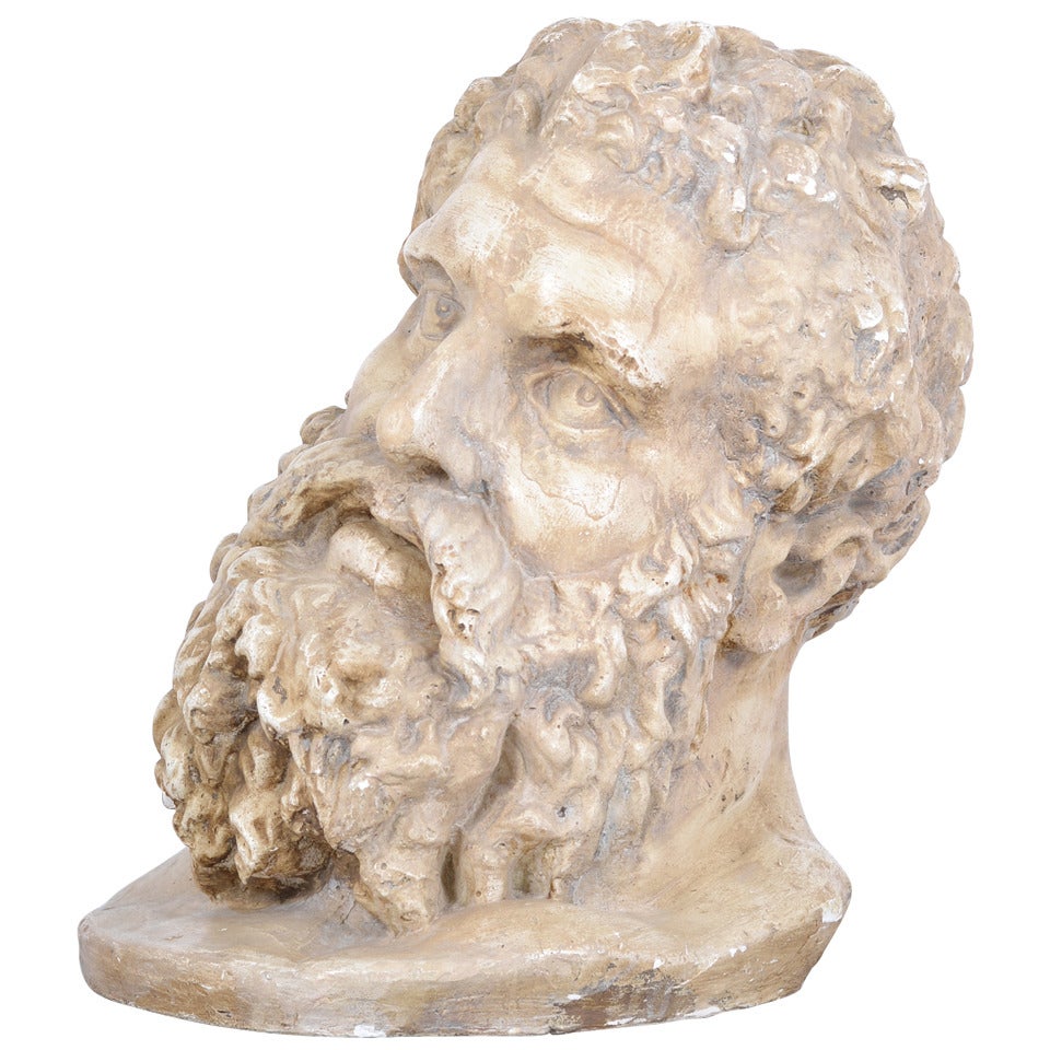 French Antique 19th Century Bust of Hercules