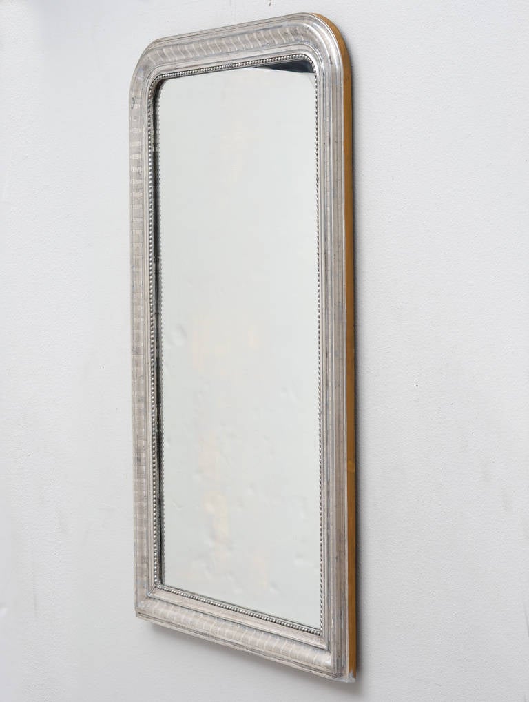 French Pair of Louis Philippe Silver Leaf Mirrors