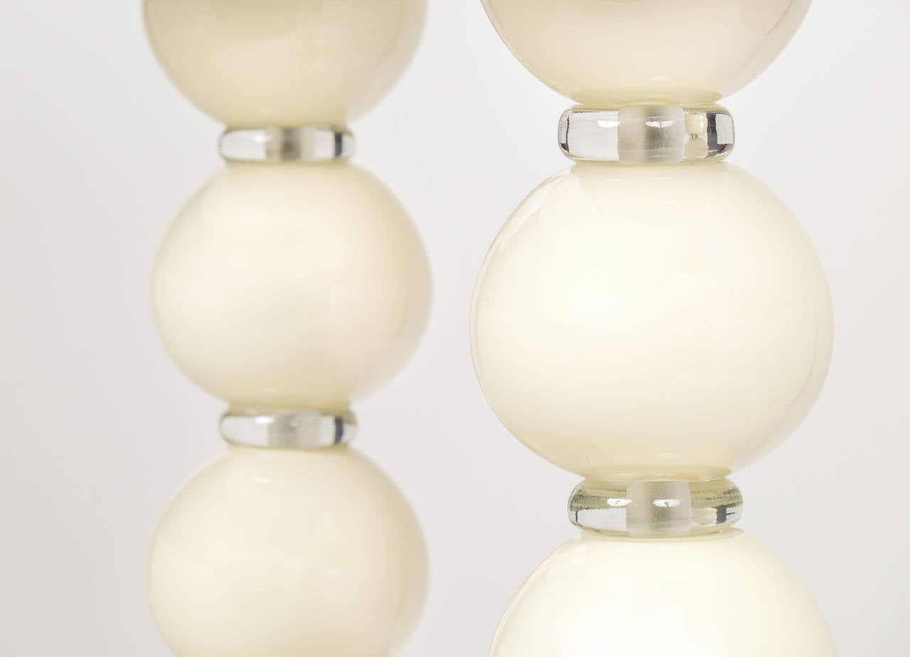 Contemporary Murano Ivory Glass Pair of Lamps