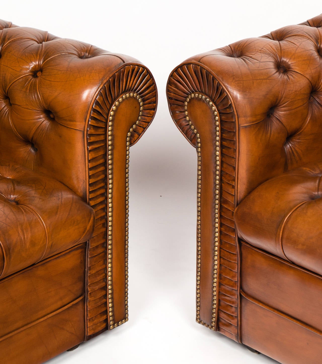 Pair of Leather Chesterfield Club Chairs 1