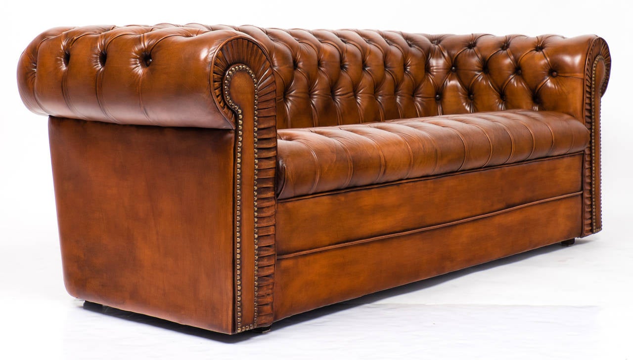 English Antique Leather Chesterfield Sofa at 1stDibs