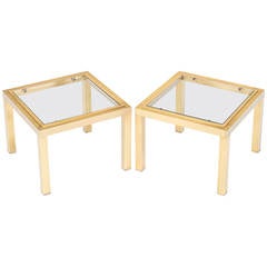 French Mid-Century Modern Pair of Brass Side Tables 11