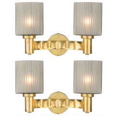Murano Gray Glass and Brass Wall Sconces 9