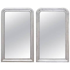 Pair of Louis Philippe Silver Leaf Mirrors