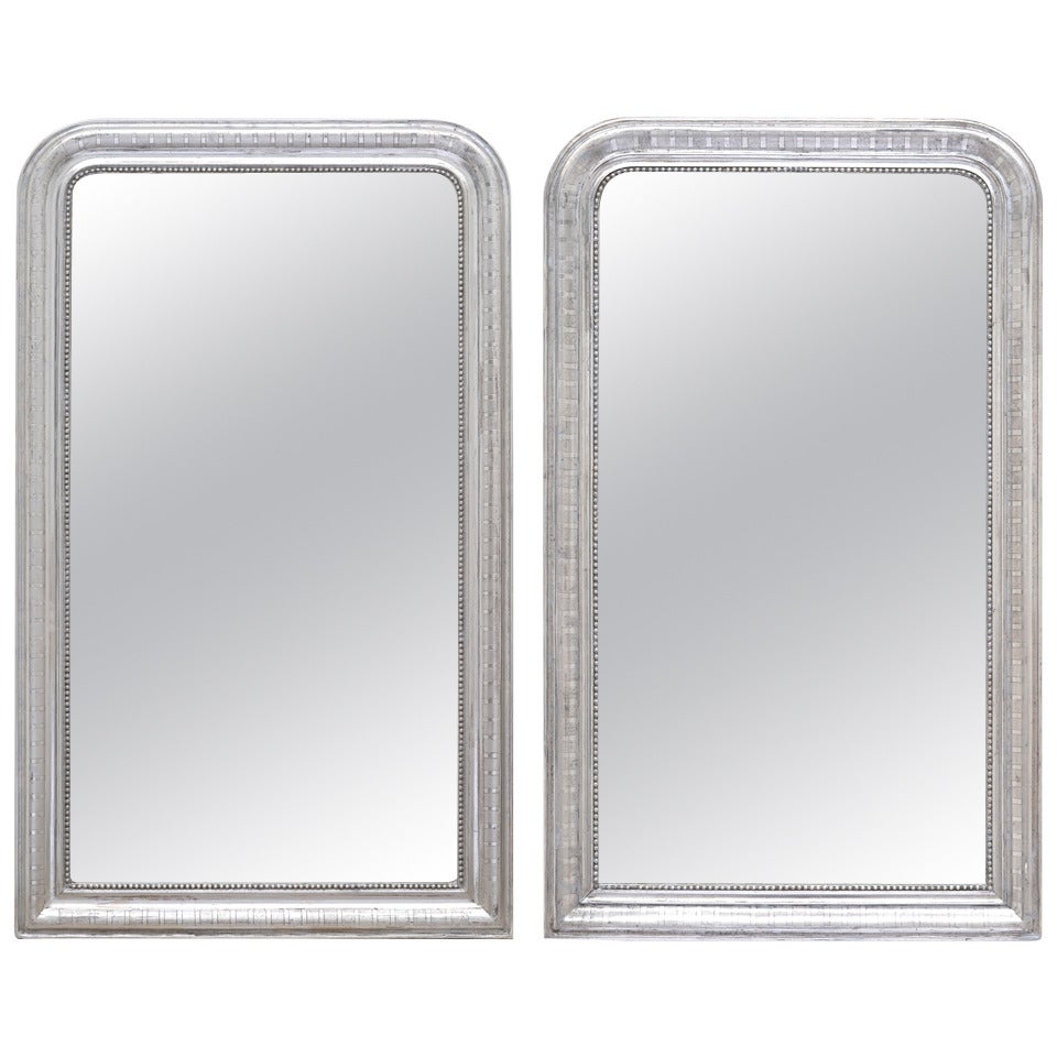 Pair of Louis Philippe Silver Leaf Mirrors