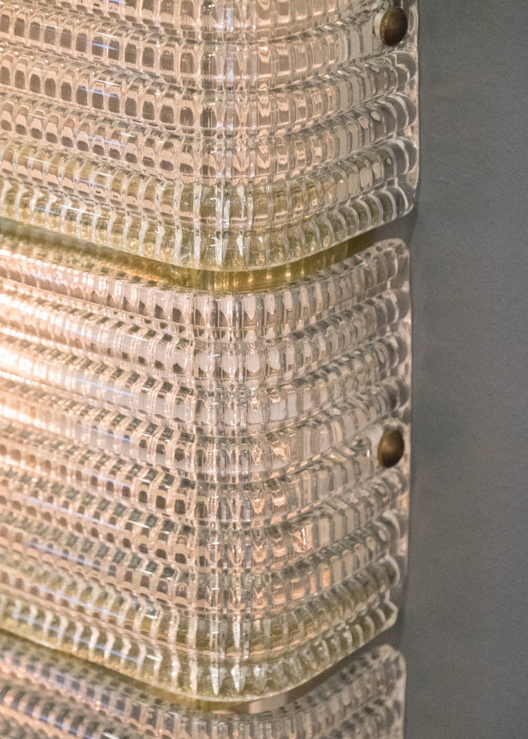 Brass Pair of Murano Glass Sconces