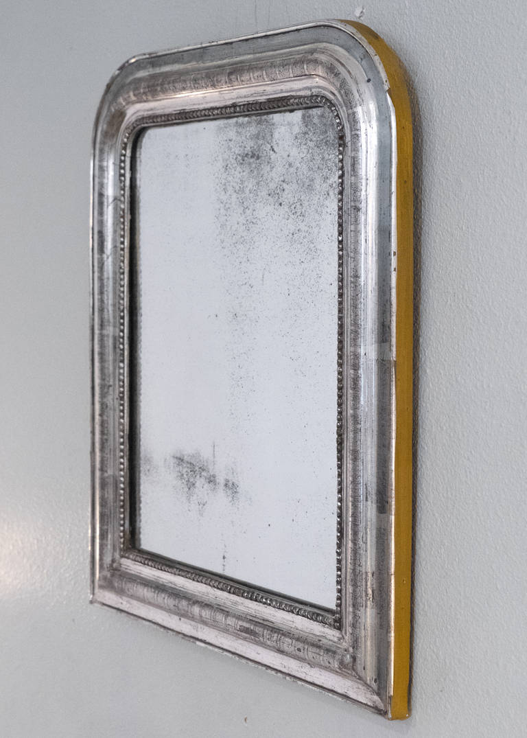 Antique Louis Philippe Period Silver Leaf Mirror In Good Condition In Austin, TX
