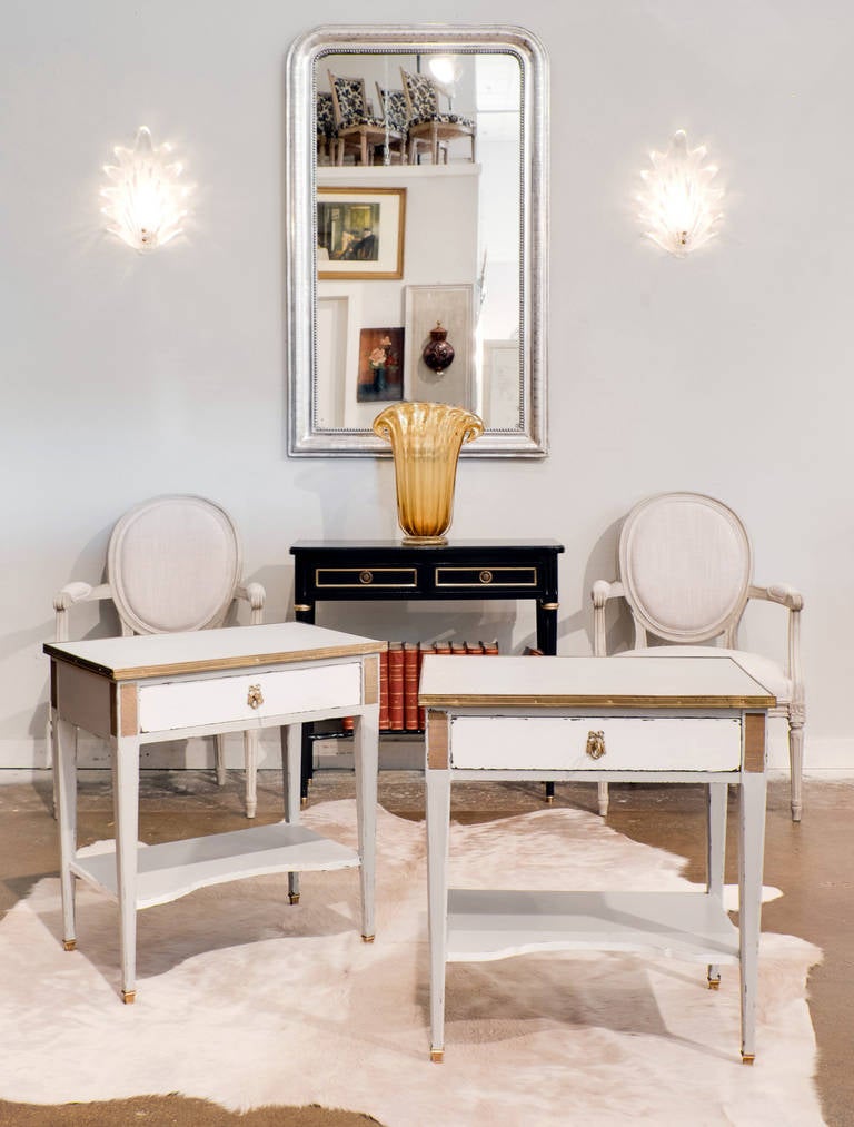 French Directoire Pair of Painted Side Tables