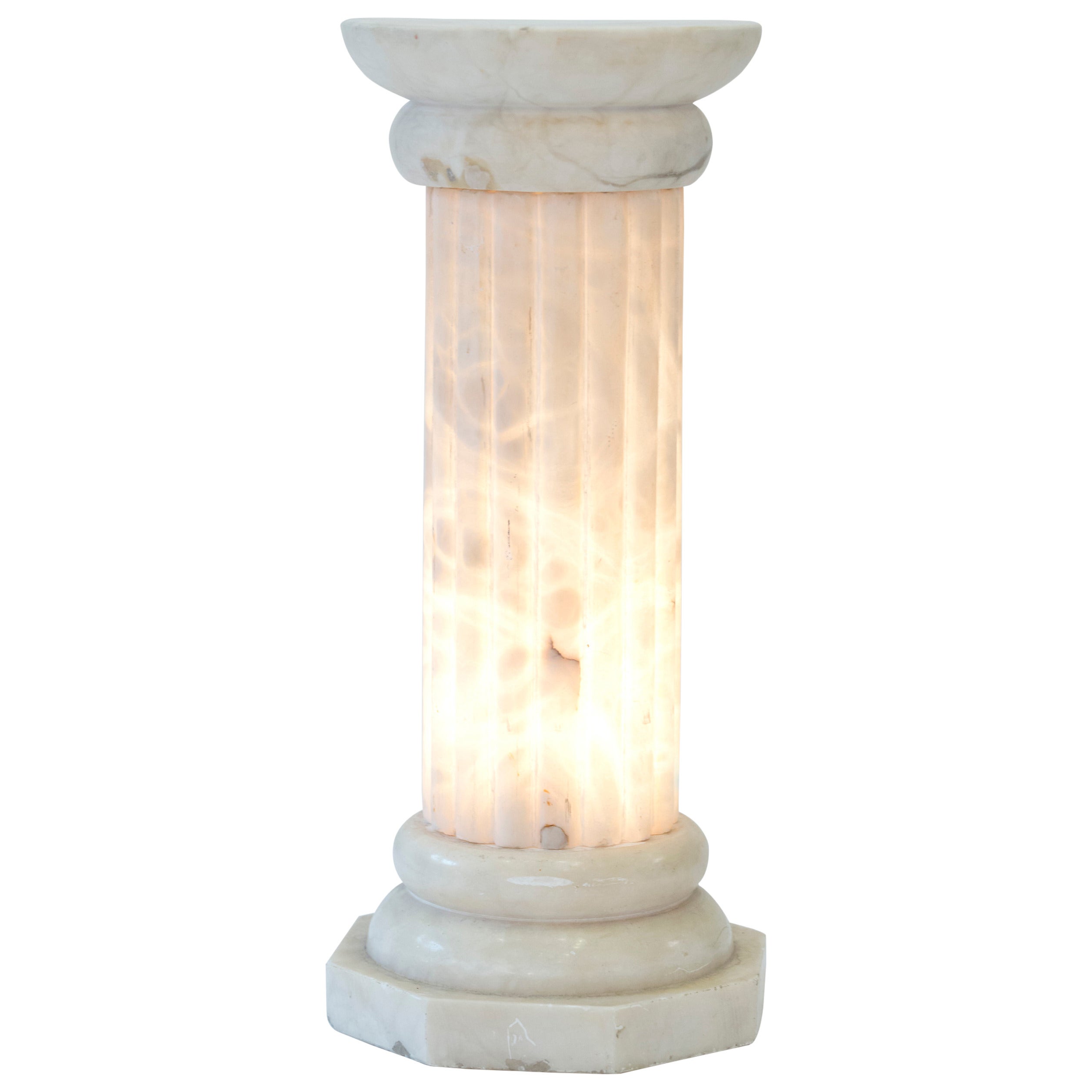 French Neoclassic Alabaster Column Lamp