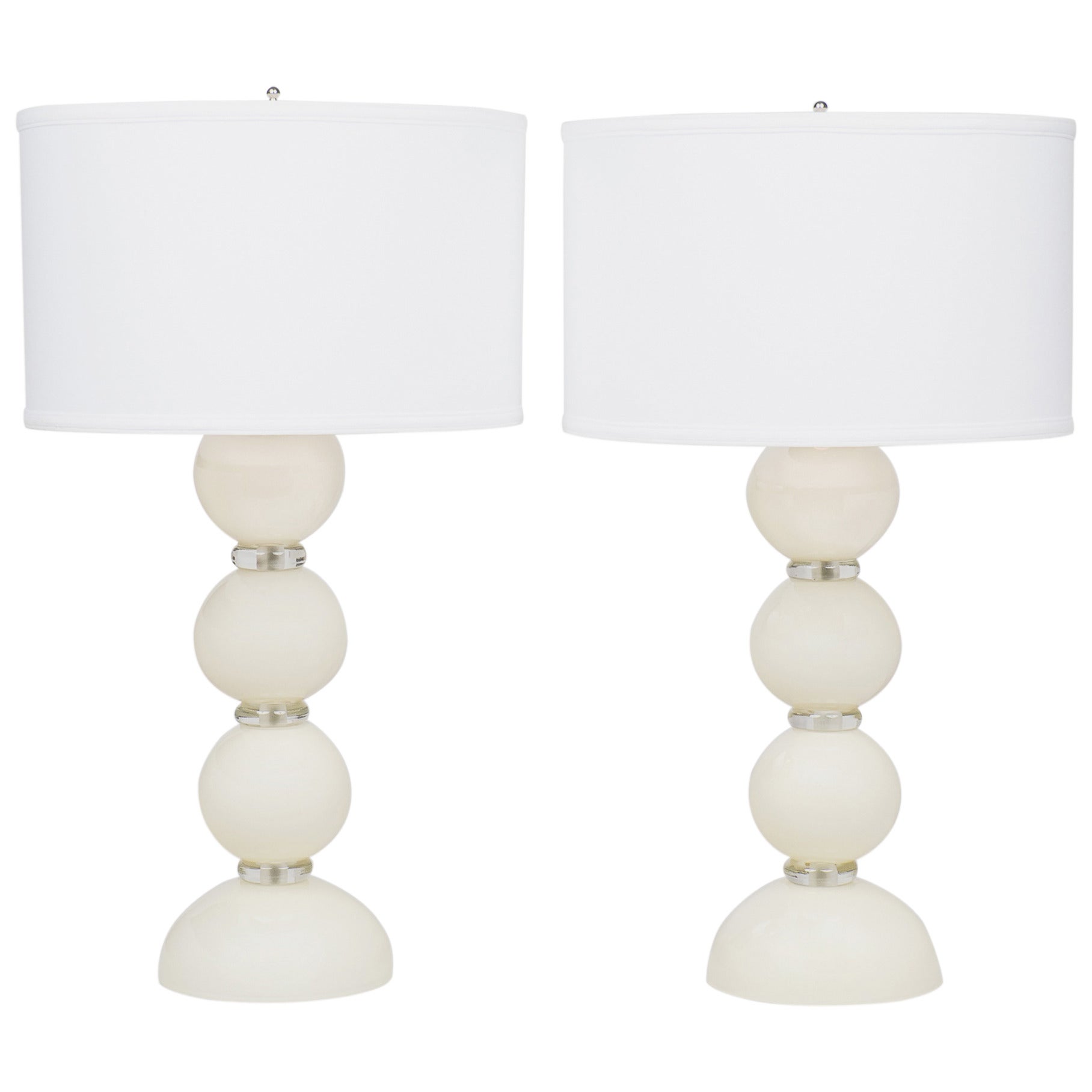 Murano Ivory Glass Pair of Lamps