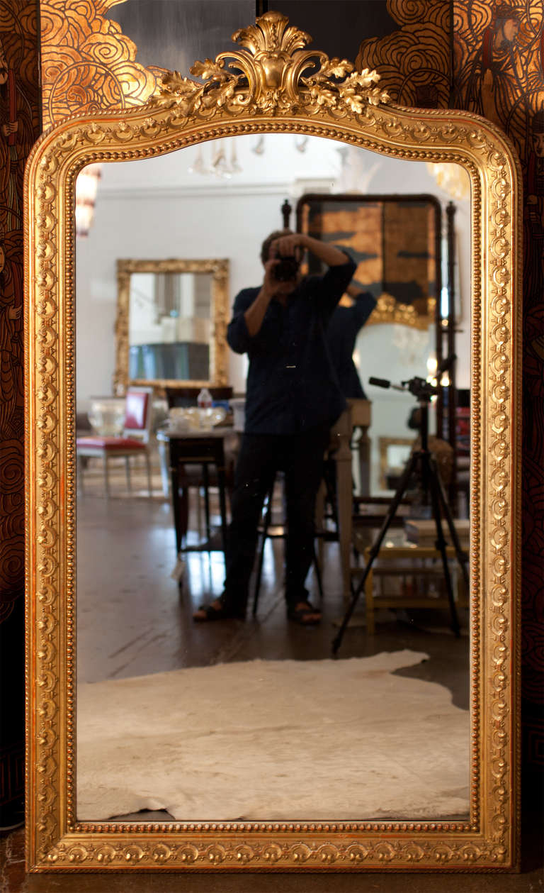 Monumental French Napoleon III Period Gold Leaf Mirror