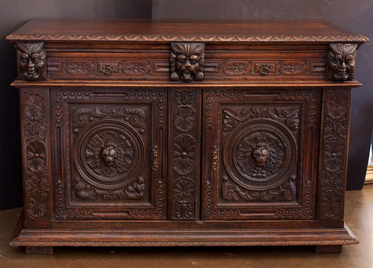 Renaissance Revival 19th C. French Renaissance Antique Carved Buffet