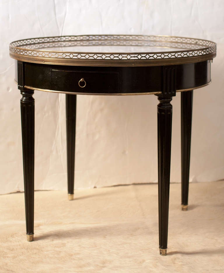 French Louis XVI Ebonized Bouillotte Table with Marble Top