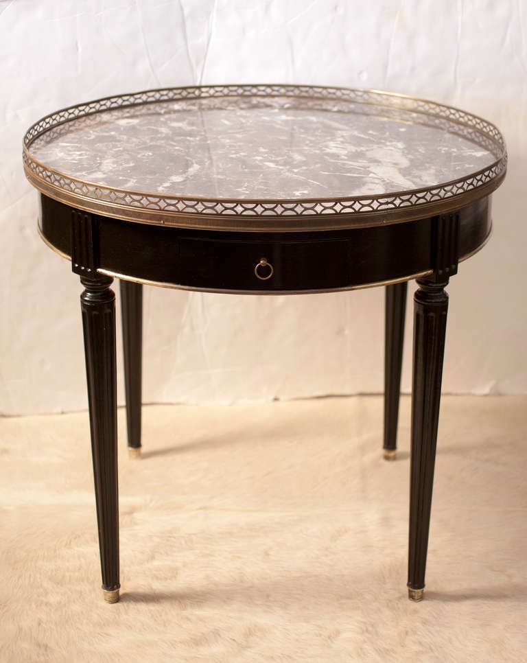 Louis XVI Ebonized Bouillotte Table with Marble Top In Good Condition In Austin, TX