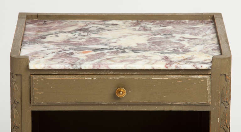 Louis XVI Antique Marble-Top Nightstand In Good Condition In Austin, TX