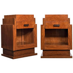 French Art Deco Bed Side Tables of Solid Rosewood