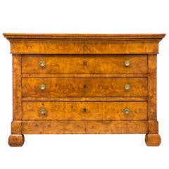 French Charles X Period Burl Elm Chest of Drawers