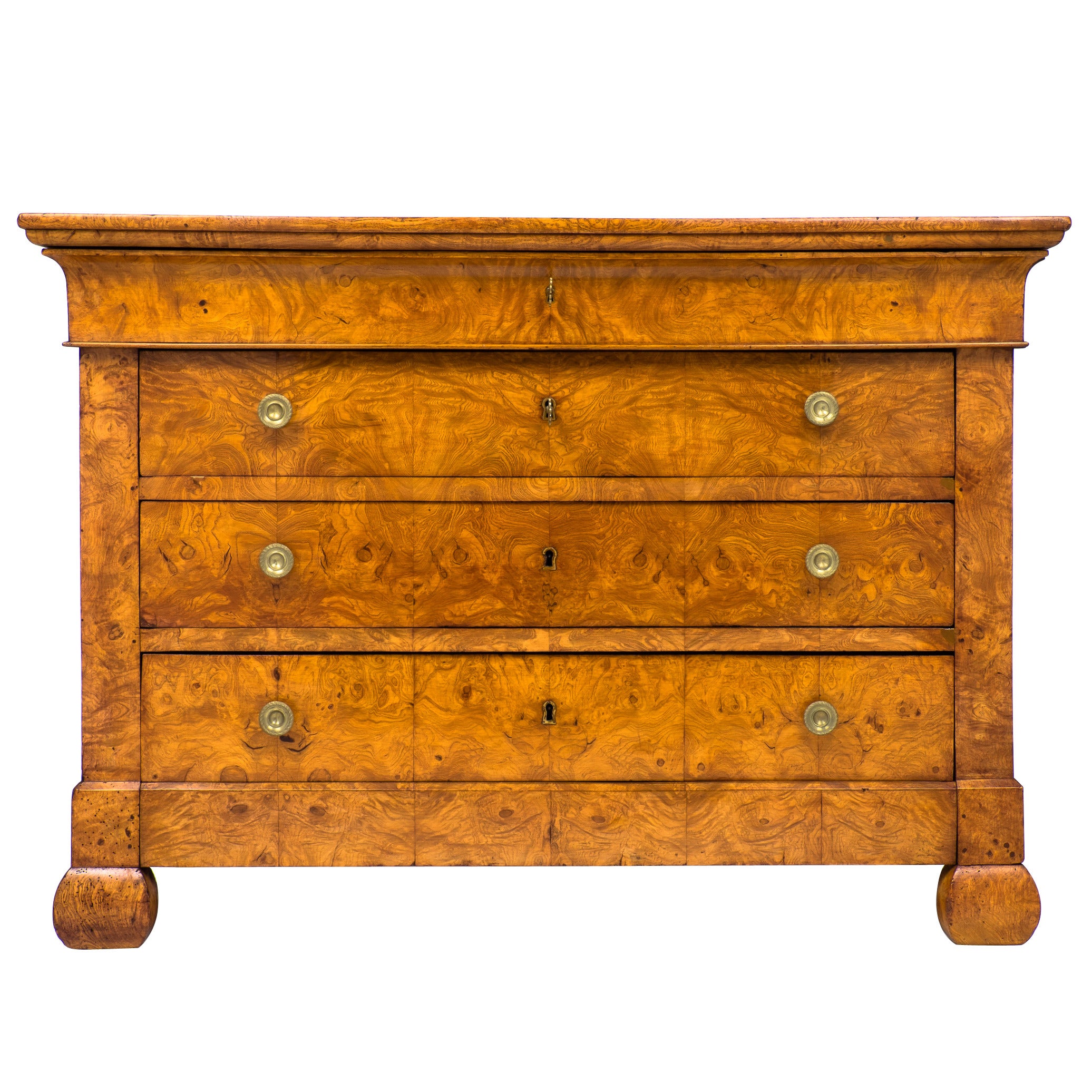 French Charles X Period Burl Elm Chest of Drawers