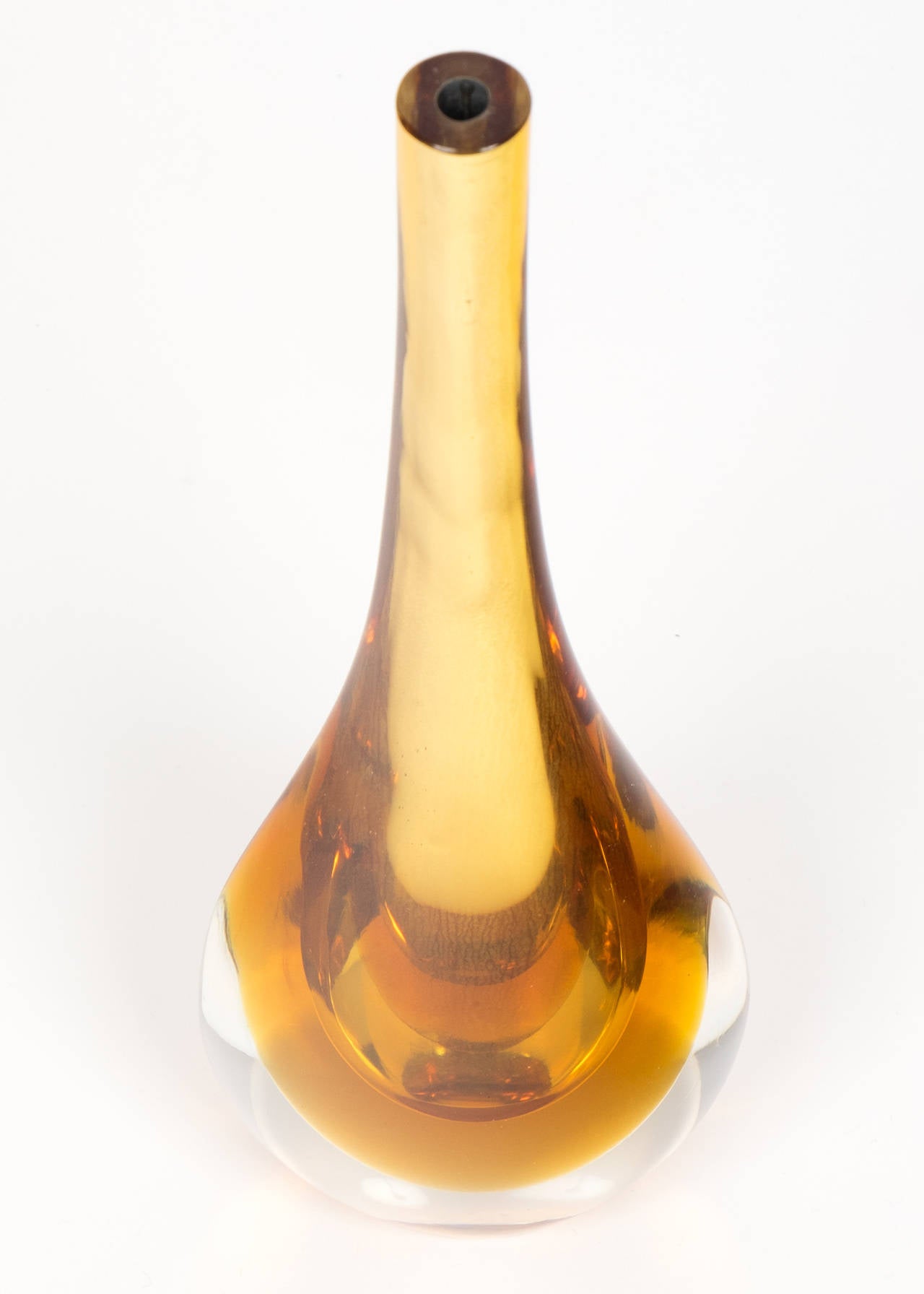Murano Amber Glass Single Stem Vases In Excellent Condition In Austin, TX