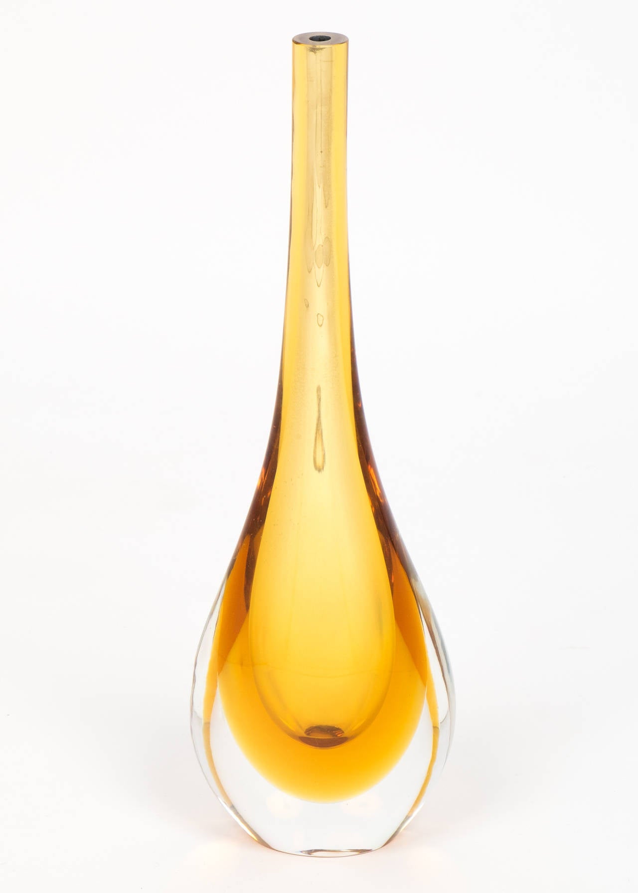 20th Century Murano Amber Glass Single Stem Vases