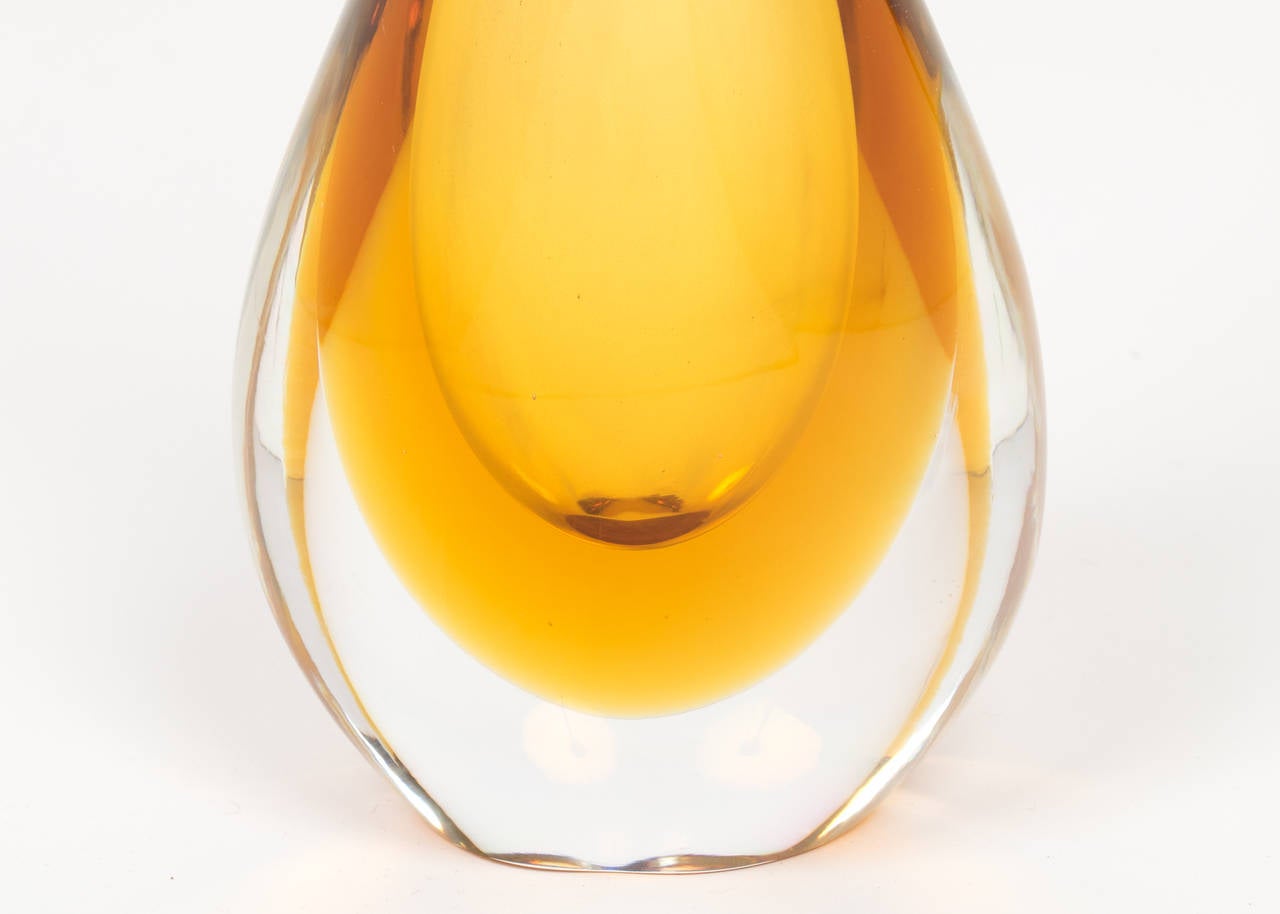 Murano Amber Glass Single Stem Vases 2