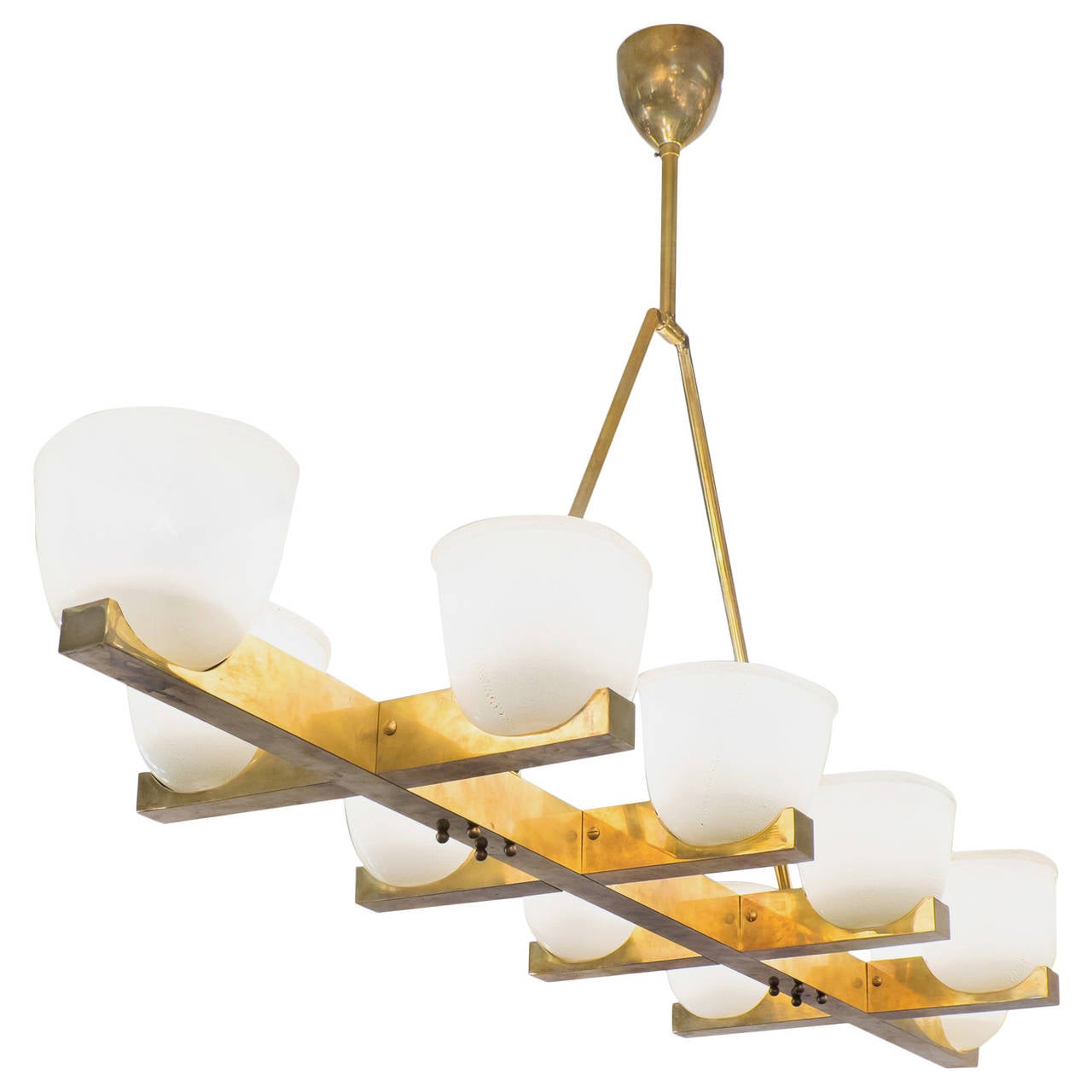 Murano Glass and Brass Chandelier For Sale at 1stdibs