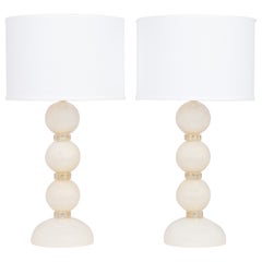 Murano Lamps in Ivory and Gold Glass