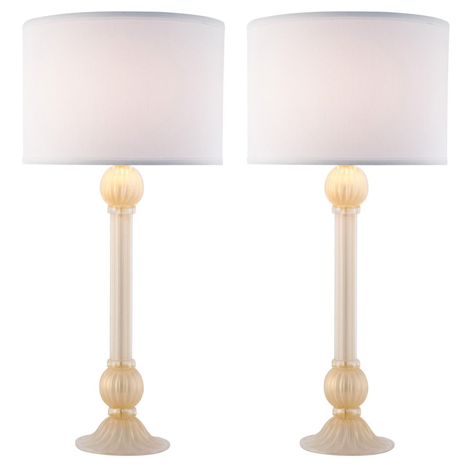 Paar „Incamiciato“-Glaslampen aus Murano Muranoglas