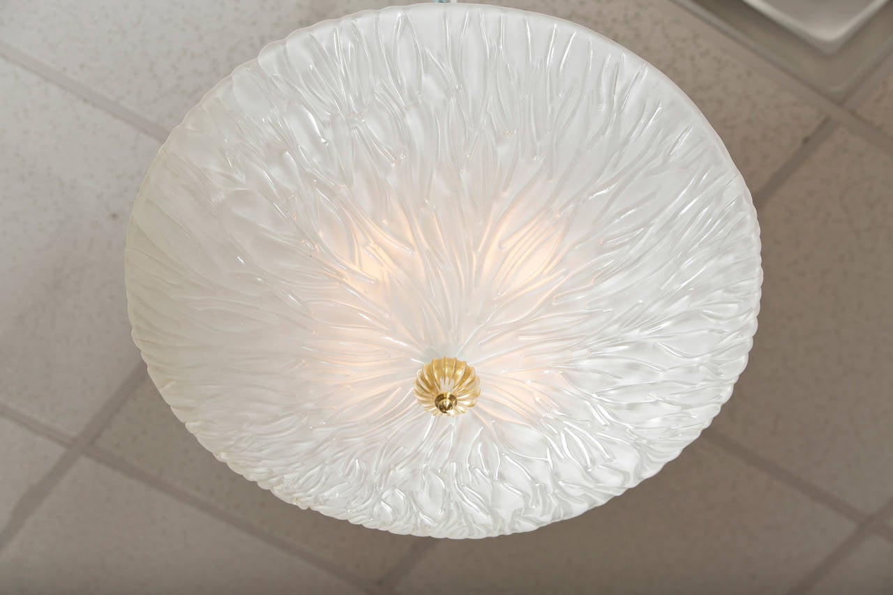 Murano frosted glass ceiling fixture, rewired for the US. Glass finial with 