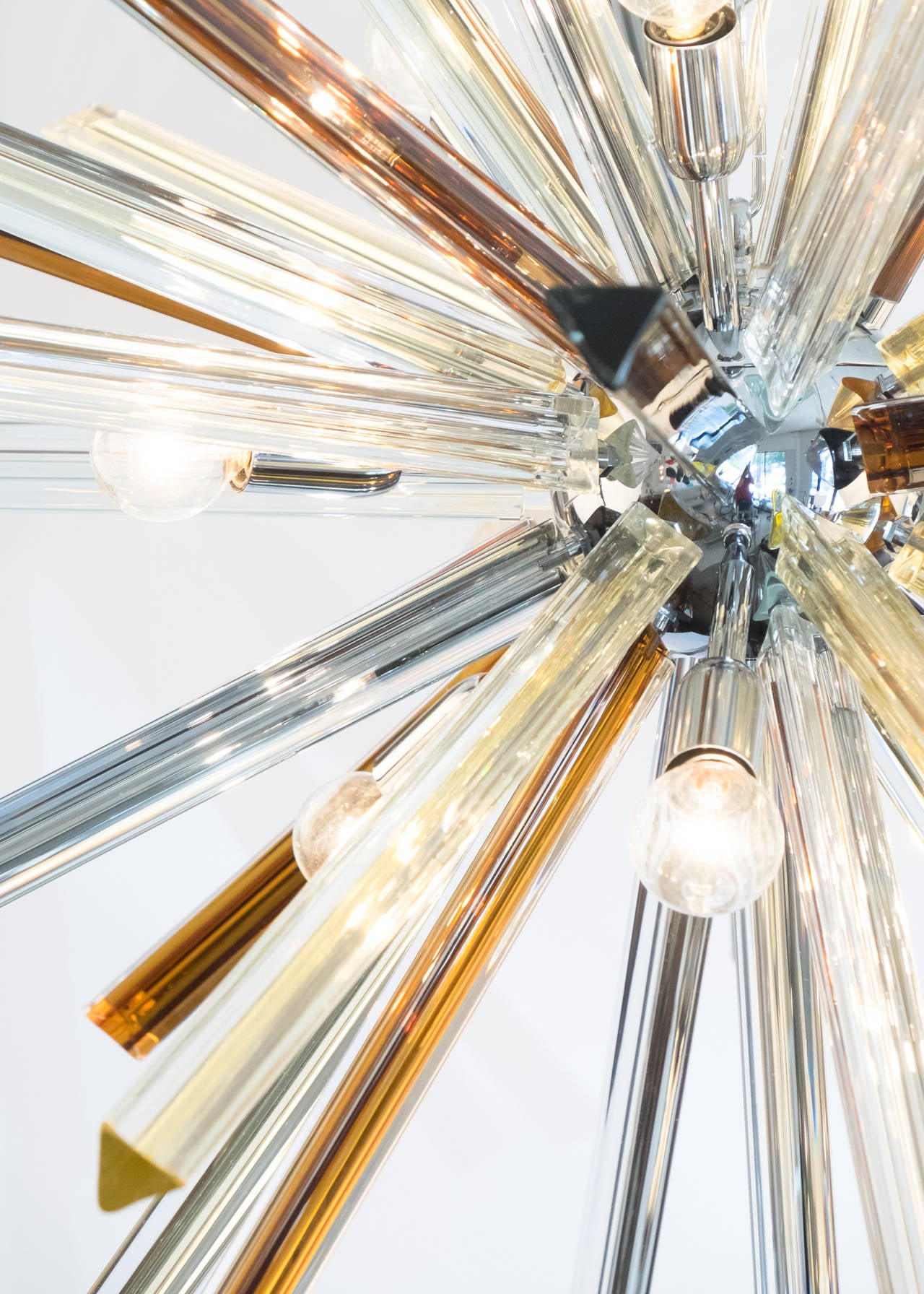 Murano Glass and Chrome Sputnik Chandelier In Excellent Condition In Austin, TX