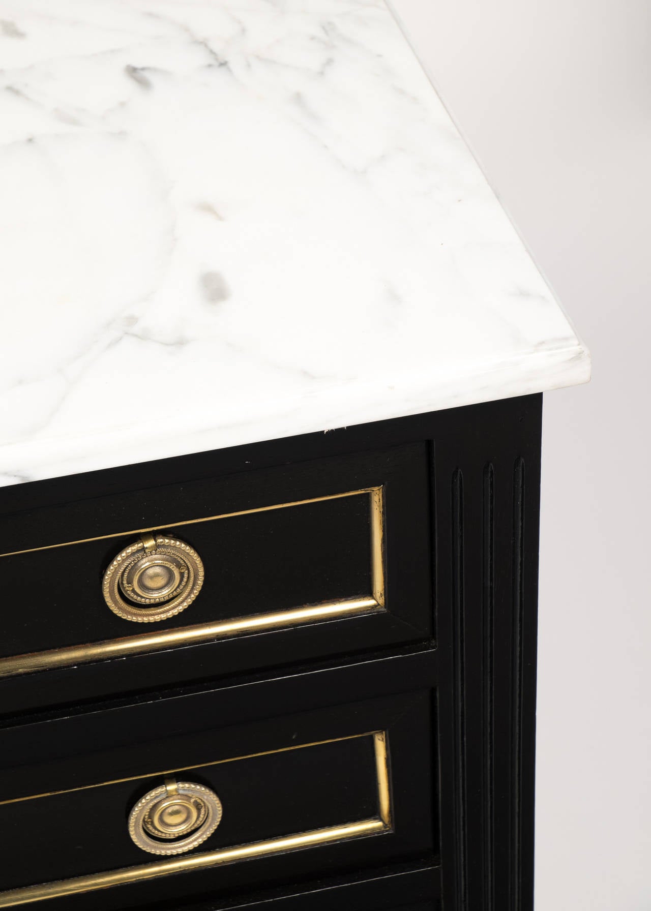 Brass French Directoire Marble-Top Chest of Drawers
