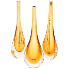 Murano Amber Glass Single Stem Vases