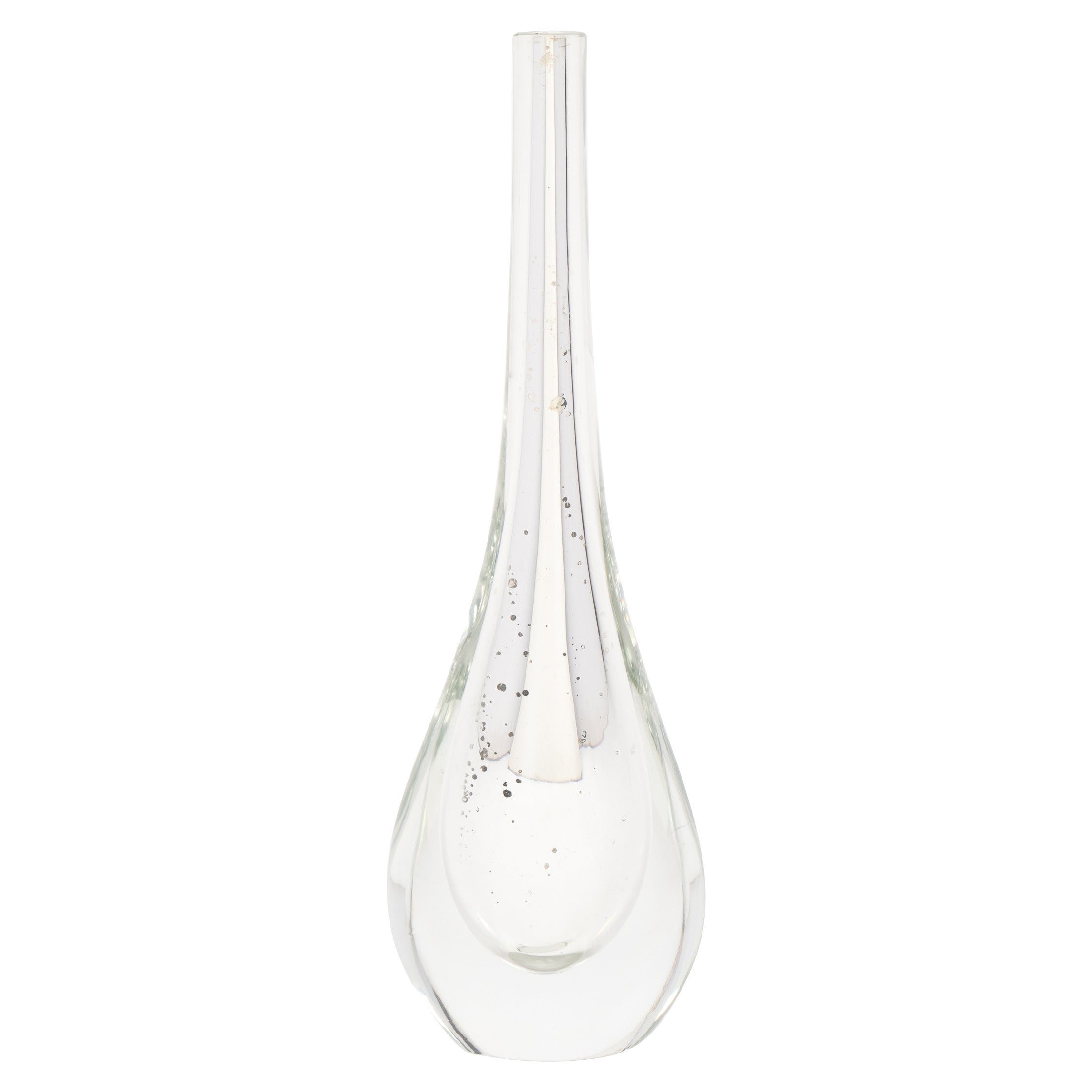 Murano Silver Glass Single Stem Vase