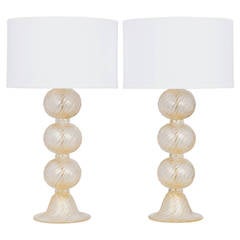Pair of Murano "Avventurina" Glass Lamps 9
