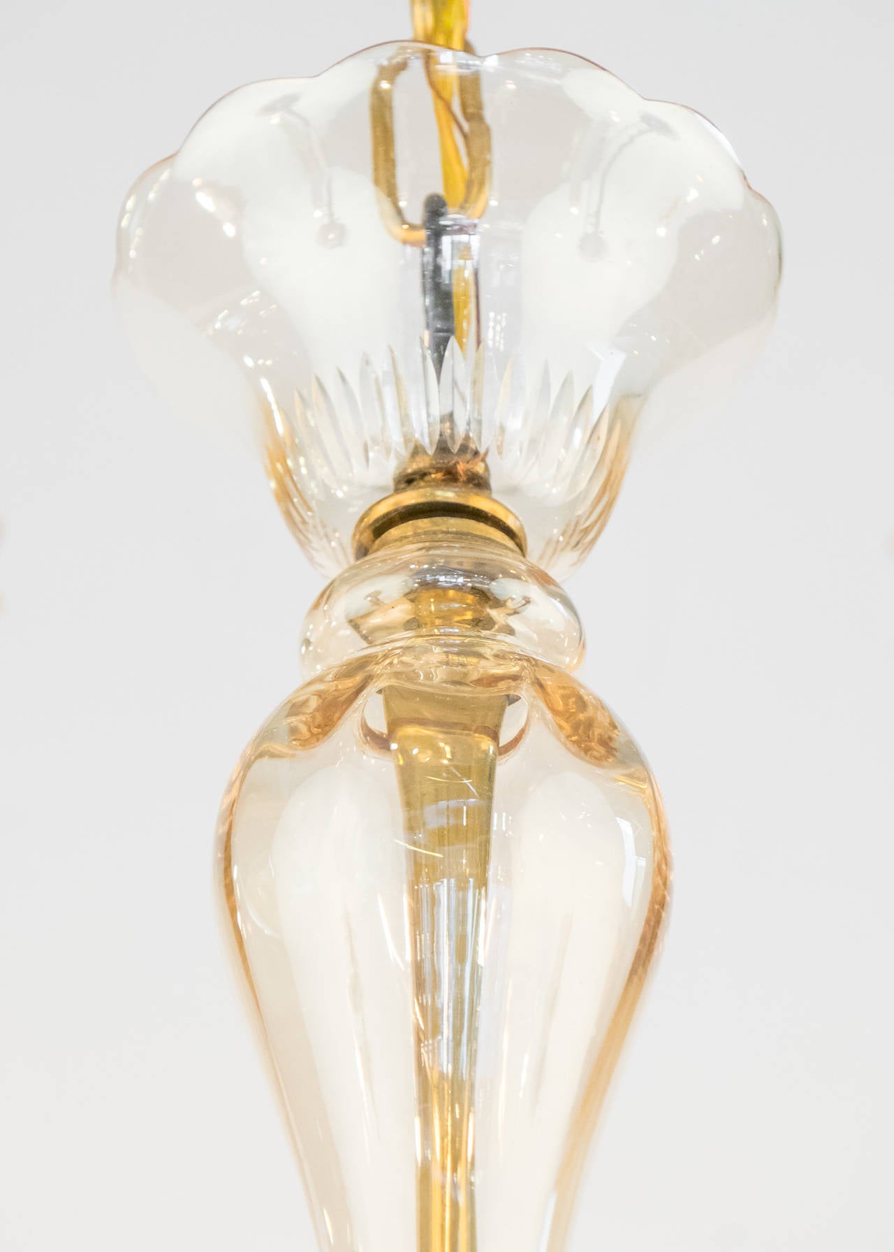 Italian Murano Amber Glass Ten-Branch Chandelier