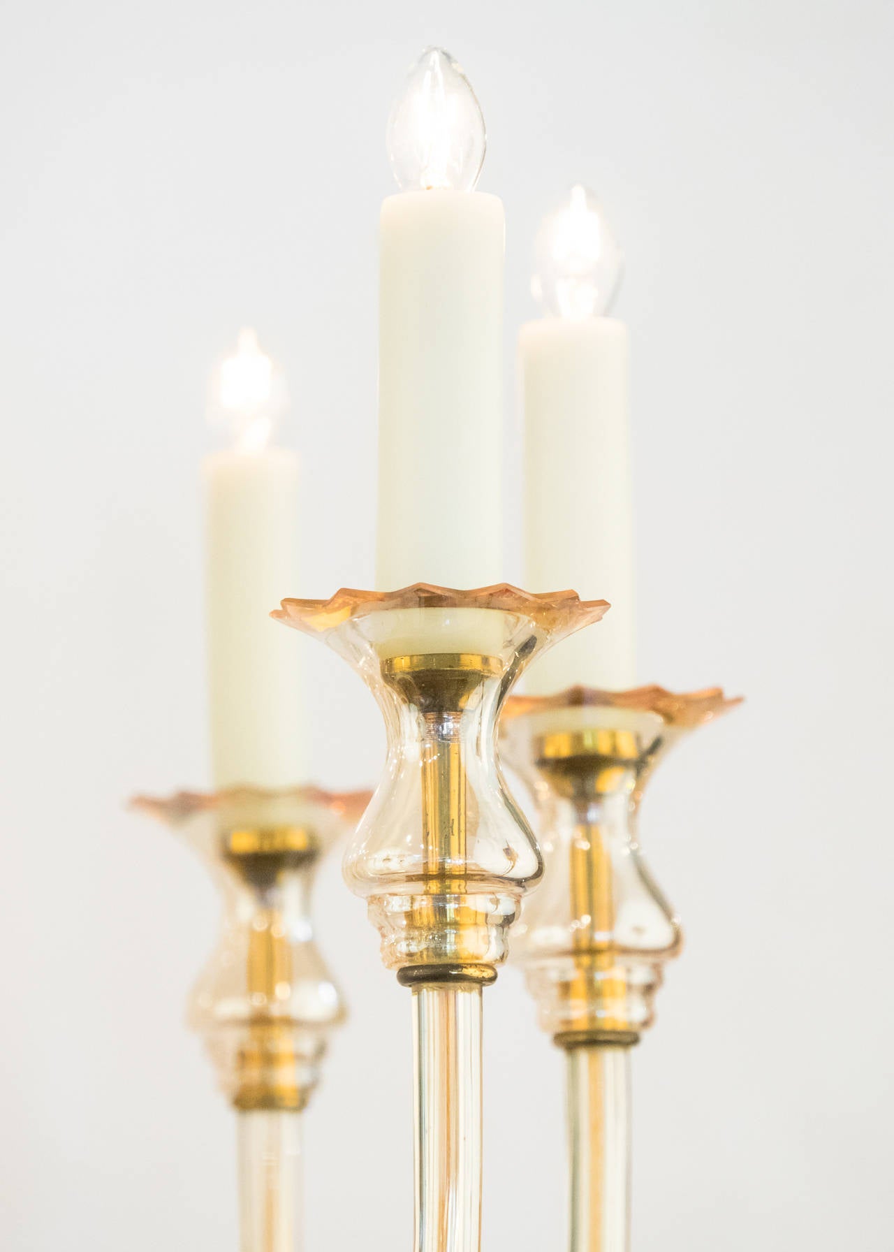Murano Glass Murano Amber Glass Ten-Branch Chandelier