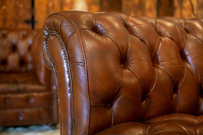 English Pair of Chesterfield Club Chairs