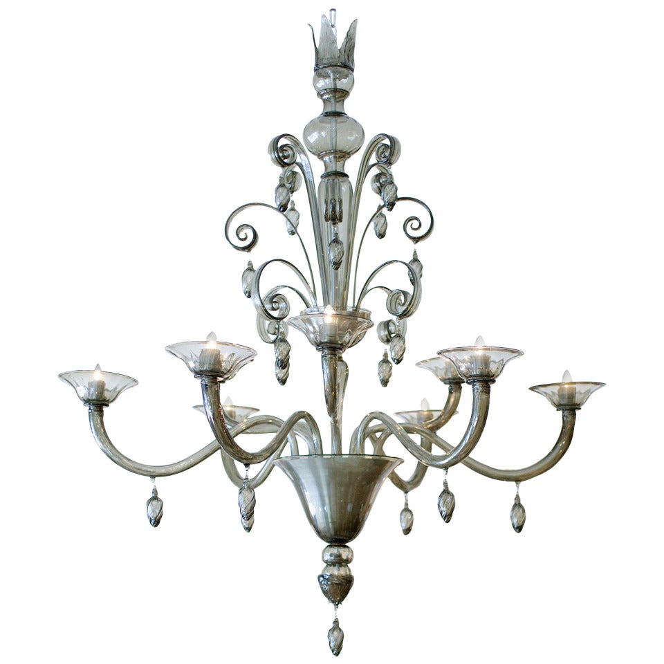 Grand Murano Chandelier "Acciaio" by Salviati