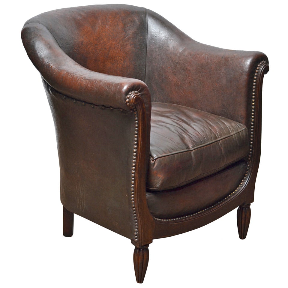 French Vintage Leather Club Chair