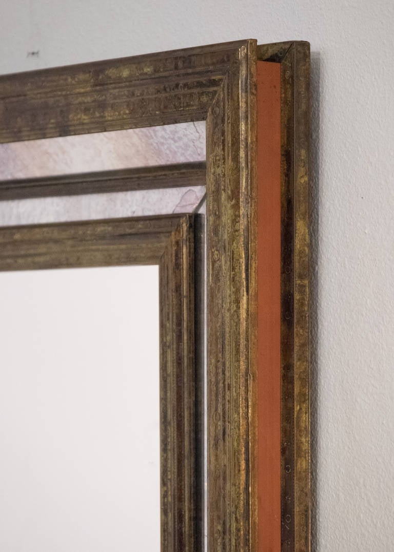 Mid-20th Century French Vintage Brass Framed Mirror