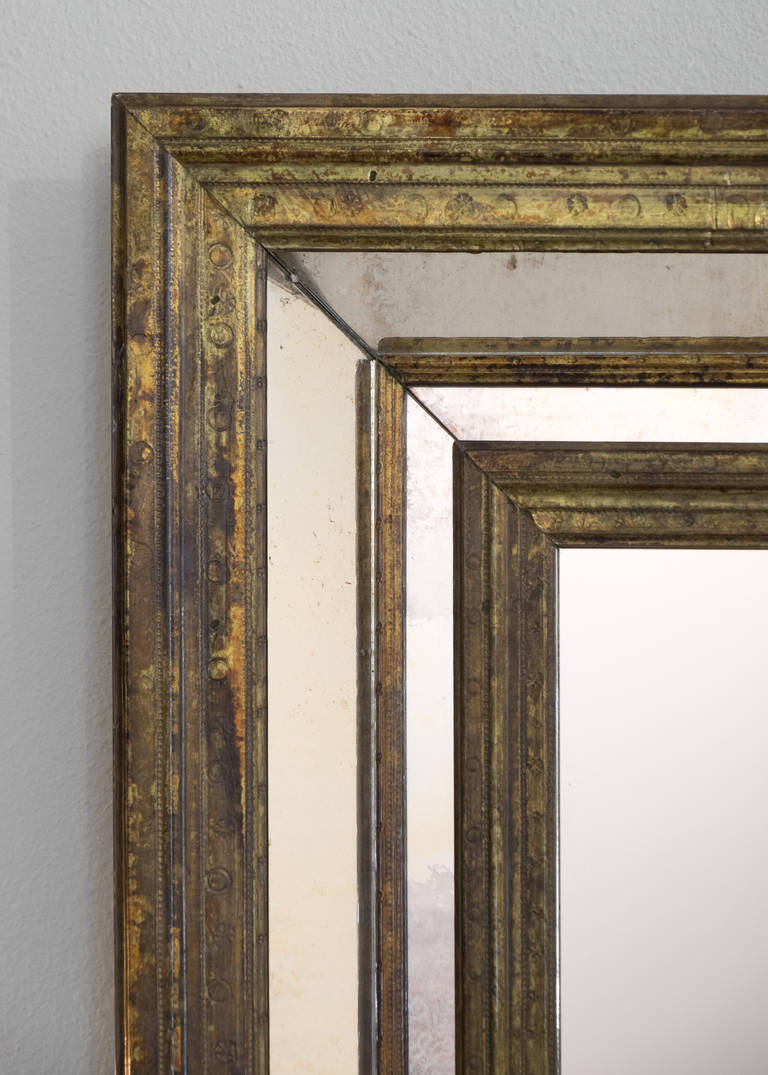 French Vintage Brass Framed Mirror at 1stDibs