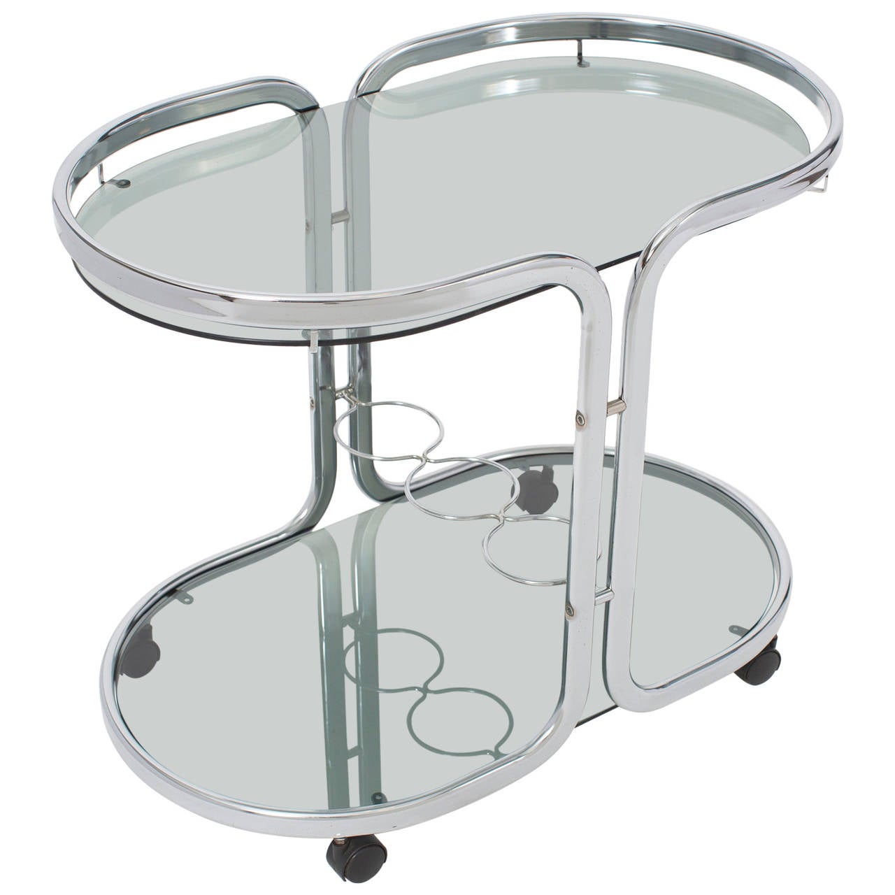 French Vintage Polished Chrome Bar Cart For Sale at 1stdibs