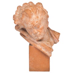 Antique Terracotta Bust of Beethoven, Signed M Boulaine
