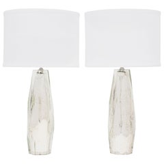 Pair of Murano Faceted Mercury Glass Lamps